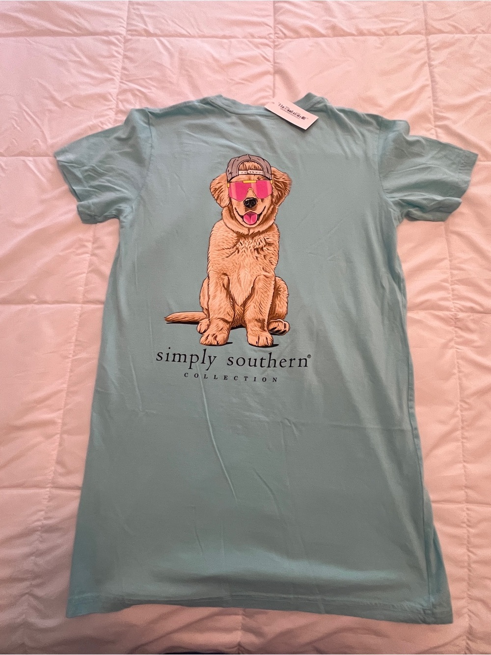 Simply Southern Aqua Crewneck Tee “Summer Dog” Size Medium